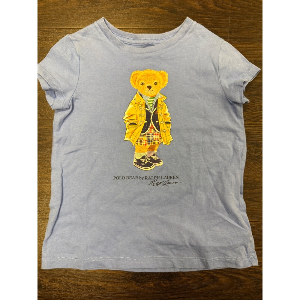 Polo Ralph Lauren Girls 3T Polo Bear Graphic T Shirt Blue Preppy Designer